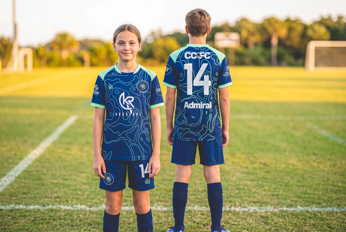 Charleston City FC players in navy kits on the field